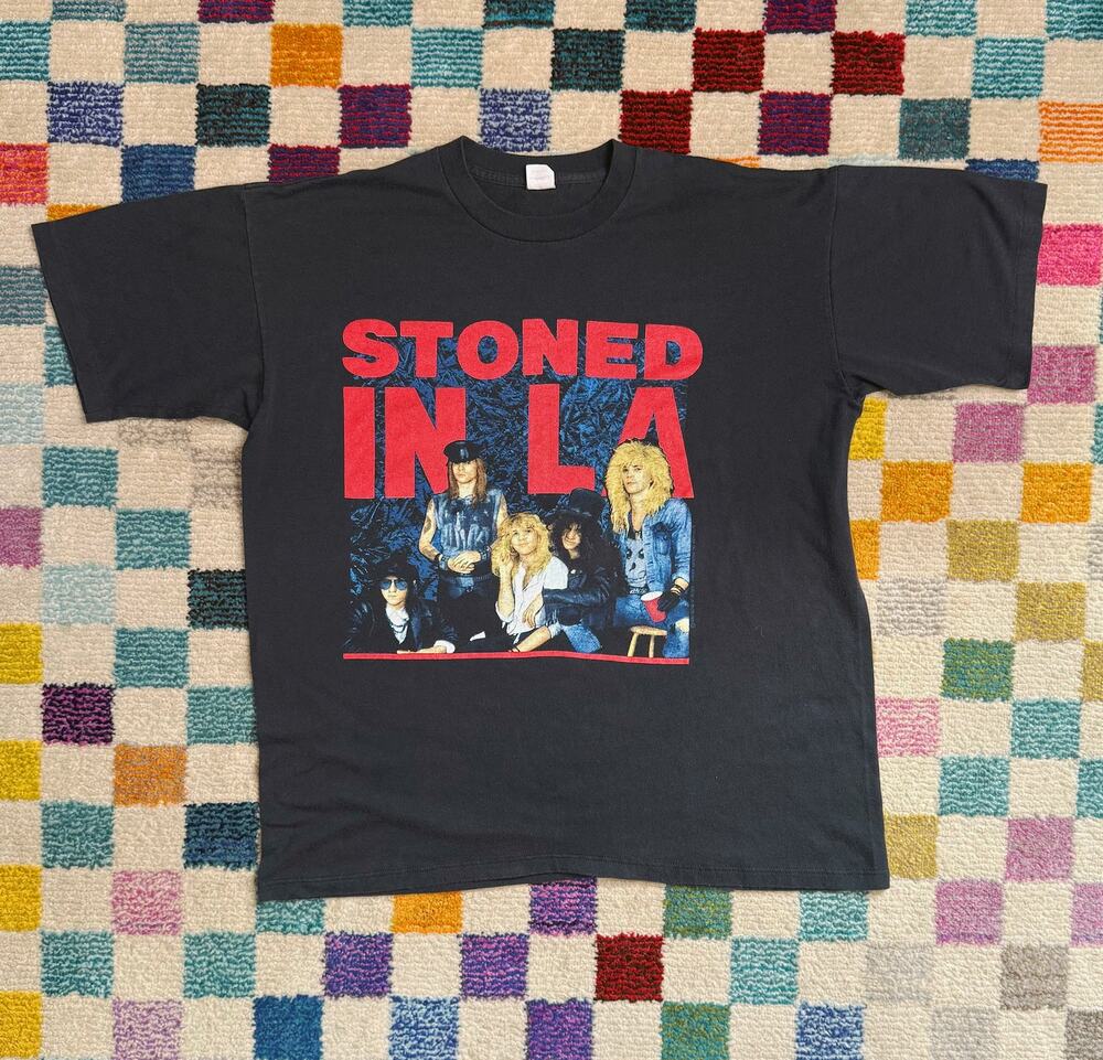 VTG 80s Guns N’ Roses “Stoned In LA” 1989 LA Coliseum Single Stitch Band TShirt